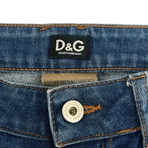Dolce & Gabbana Women's Skinny Jeans - Dark Blue with Brown Patch - Picture 8 of 12